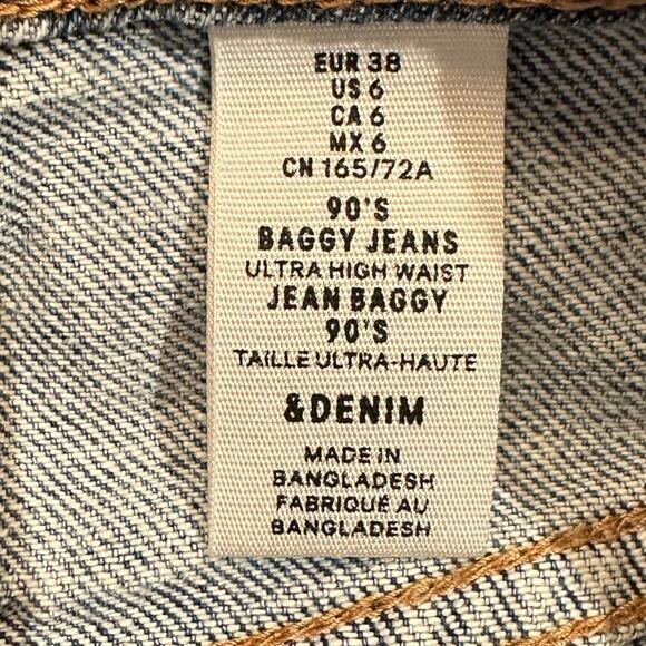 H & M 90’s Baggy High Waist Light Wash Jeans New with Tags Size 6 - Picture 9 of 10